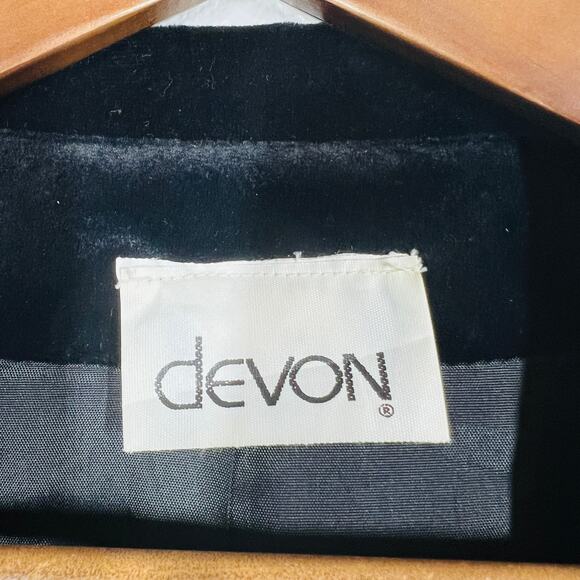 Vintage 80s Devon Velvet Blazer Oversized Jacket Black - 14 - Picture 4 of 5